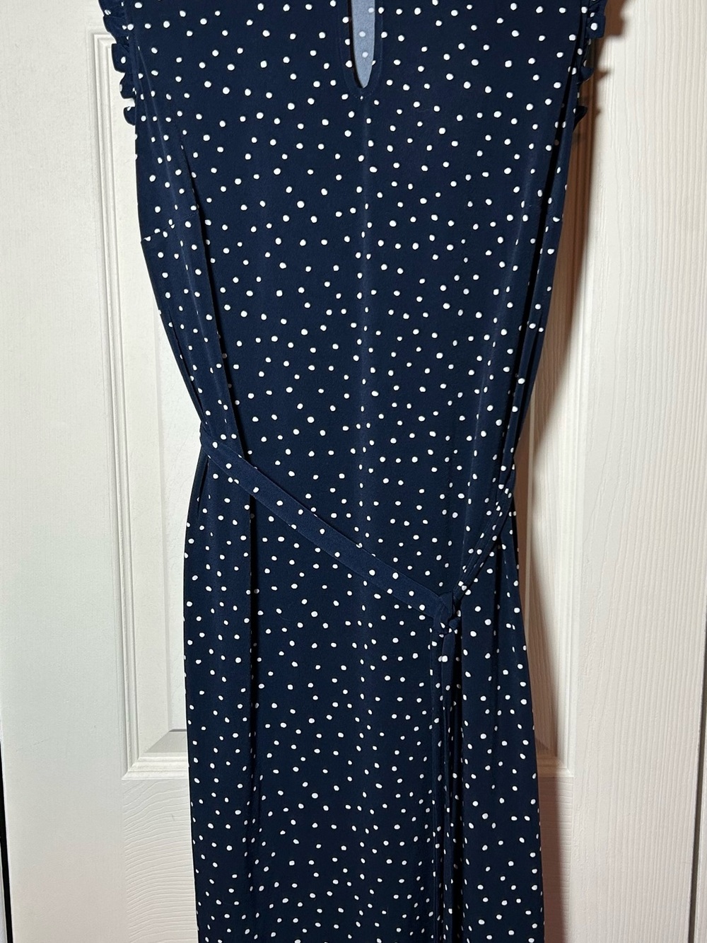 Ann Taylor Factory Navy and White Polka Dot Maxi Dress
